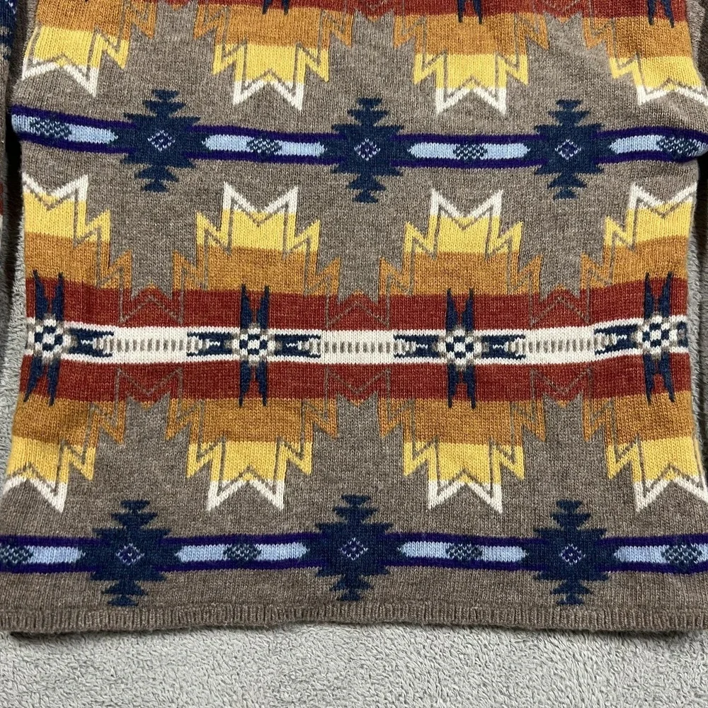 Faherty Sweater Womens XXS Doug Good Feather Southwestern Crew Neck Wool Nylon